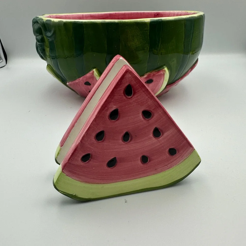 Watermelon Bowl & Napkin Holder Set Fruit‎ Kitchen Decor Summer Fun
